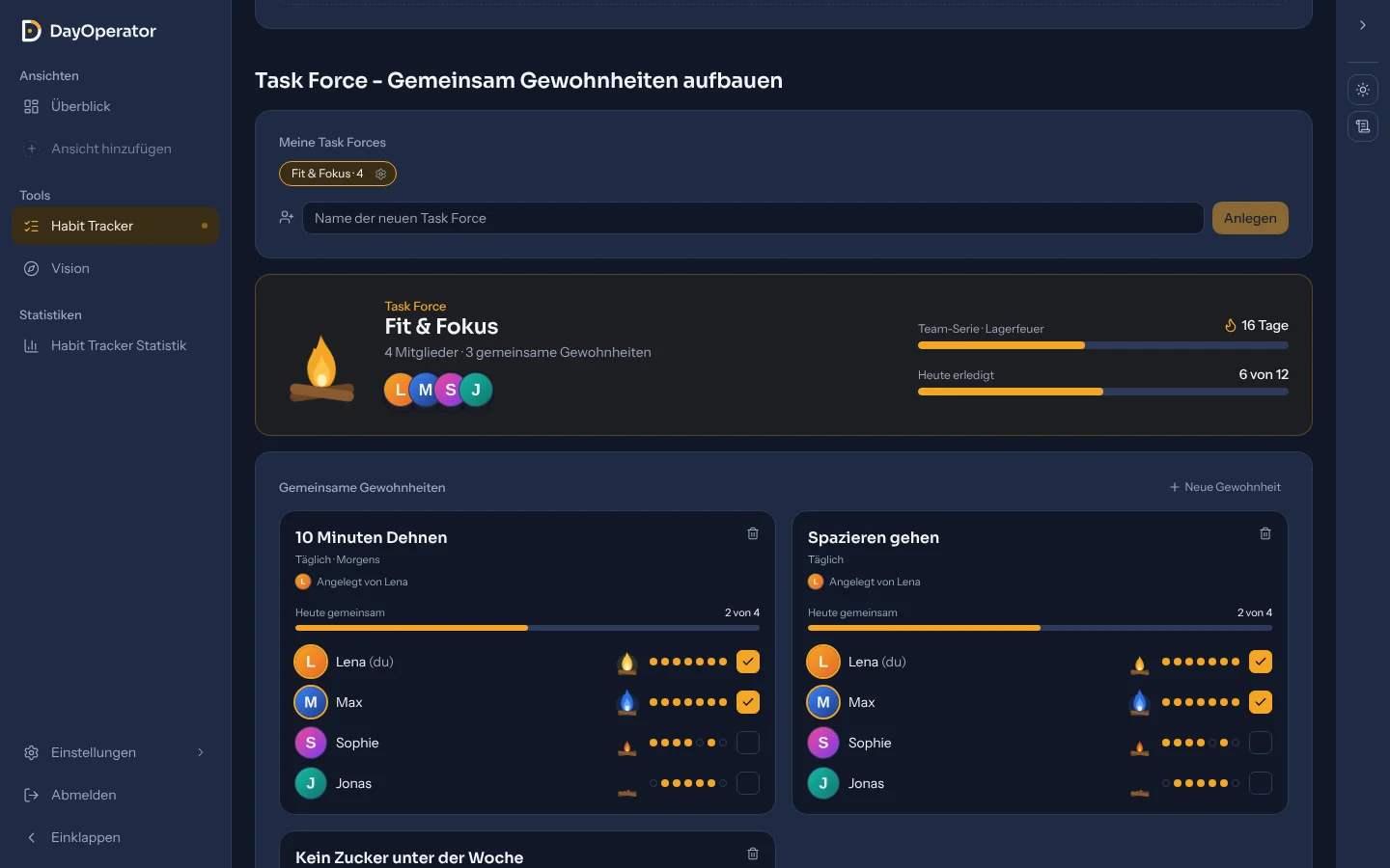 A Task Force with shared habits and a team fire